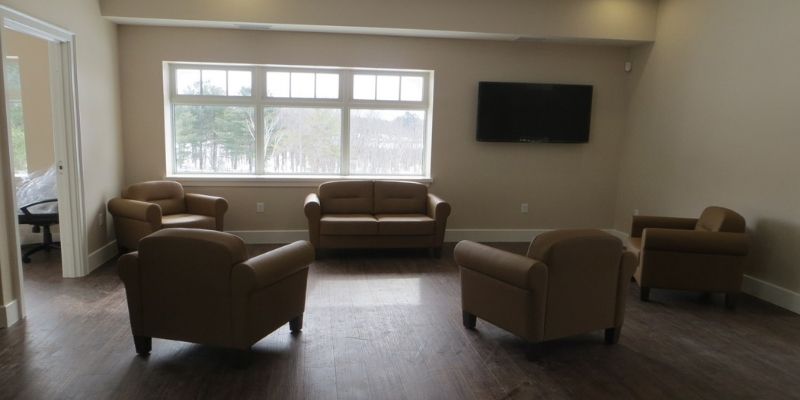 empty waiting room with chairs