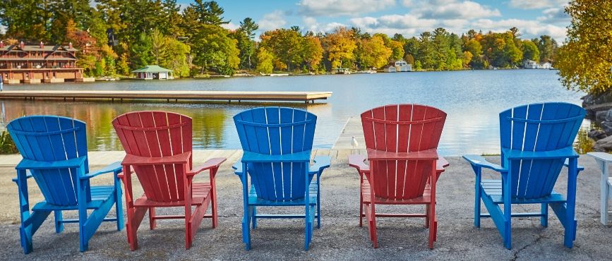 Muskoka chairs on dock