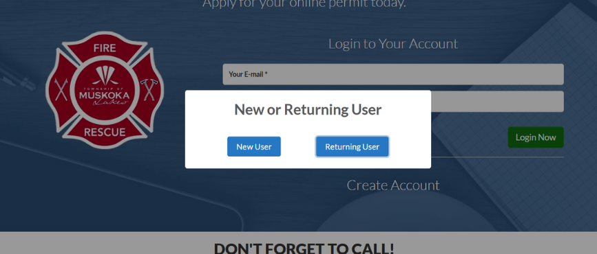 Screenshot and link to the welcome page of the Burn Permits page.
