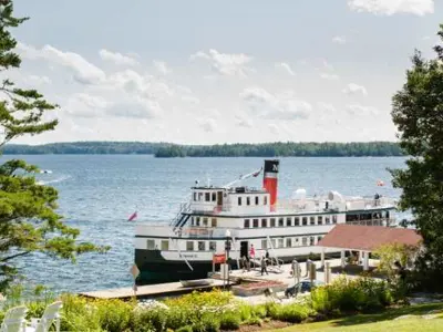 A steamship parked at the Windermere Dock
