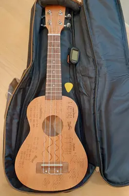 21" Soprano Ukelele in opened case.