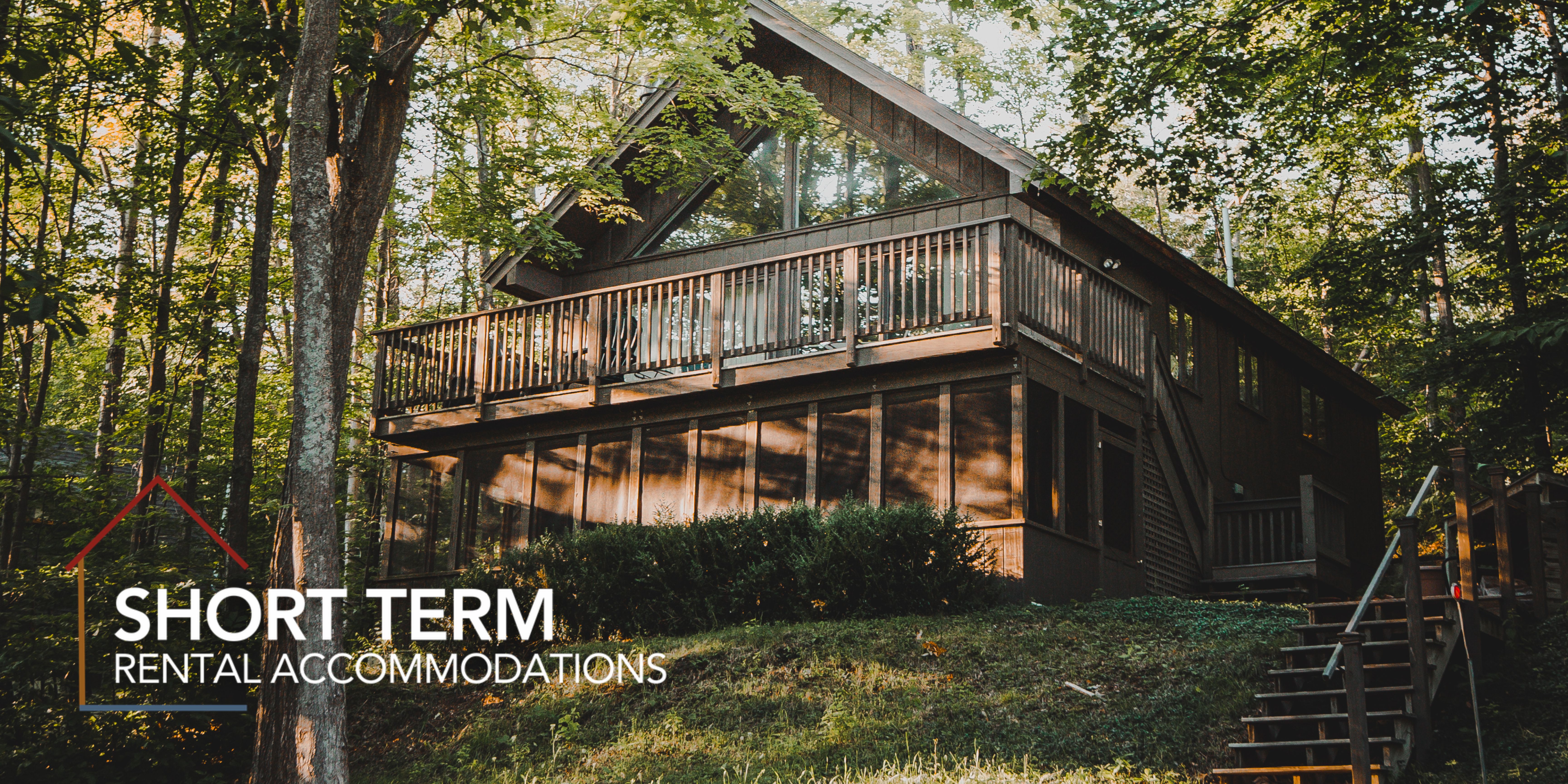 Cottage on hill with short term rental logo