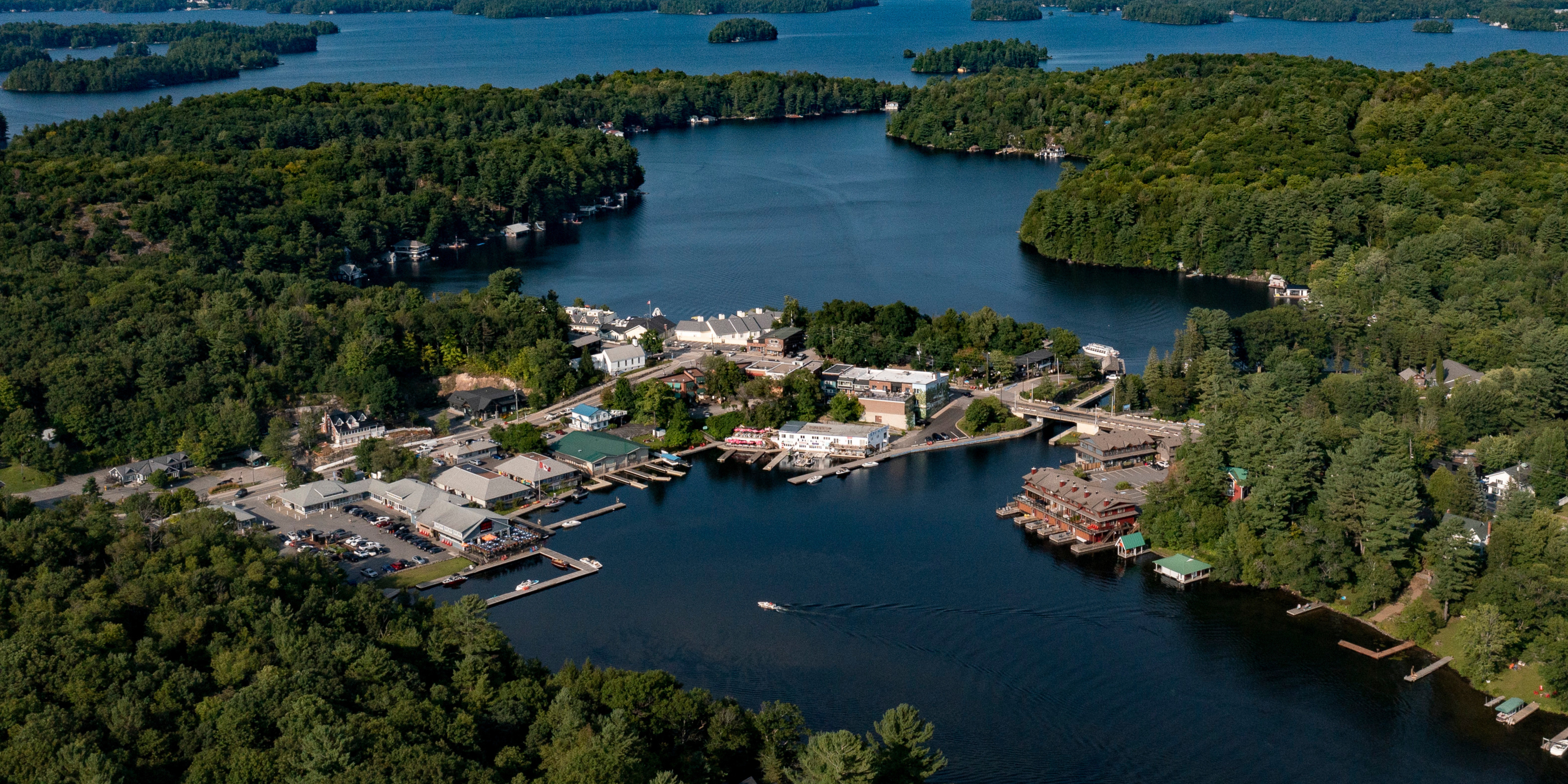 Aerial view of downtown port carling