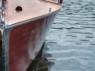 An antique wooden boat