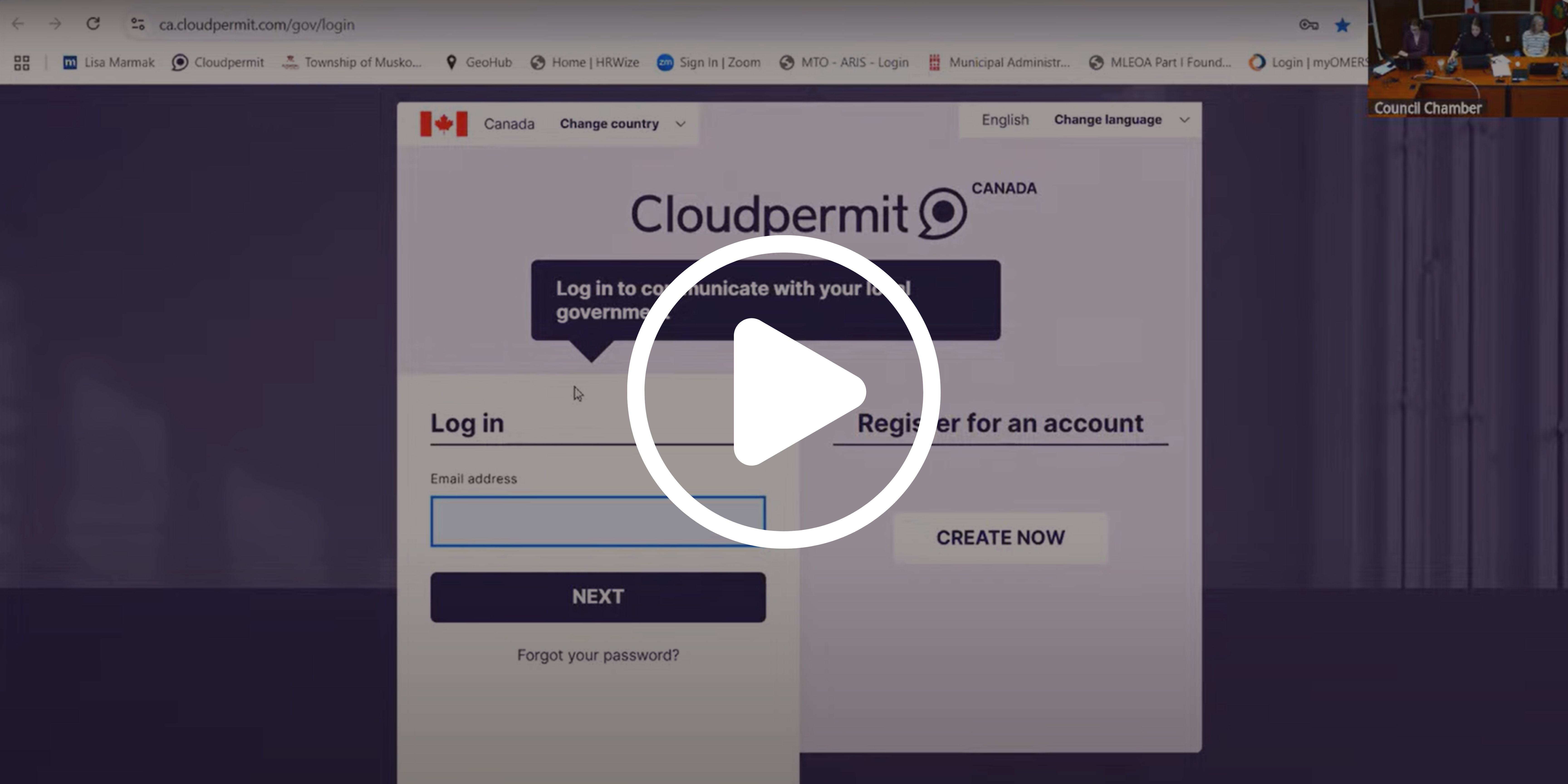 Cloudpermit program with a play button in the middle