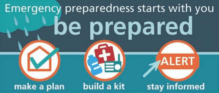 emergency preparedness starts with you. Be prepared. Make a plan, build a kit, stay informed.