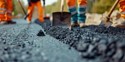 construction workers doing work on road