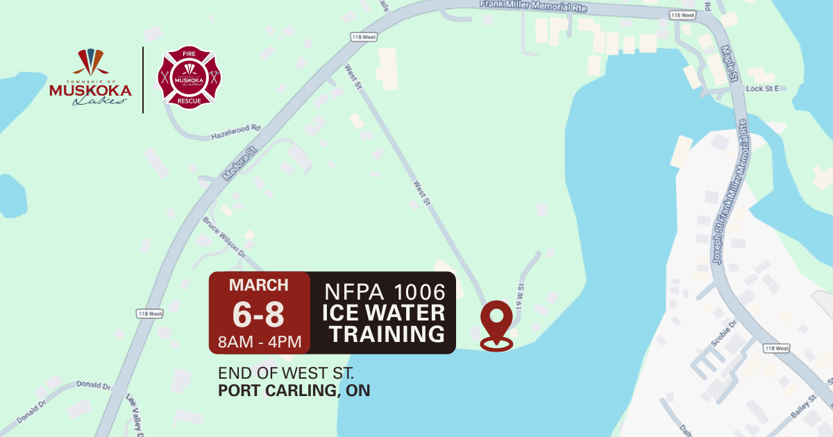 map of port carling with a location pin of the NFPA training