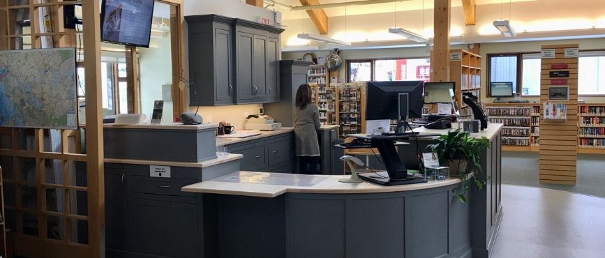 circulation desk at port carling library